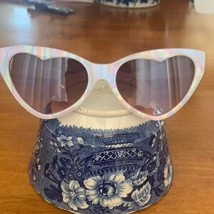 Heart-Shaped Sunglasses with Iridescent Frame